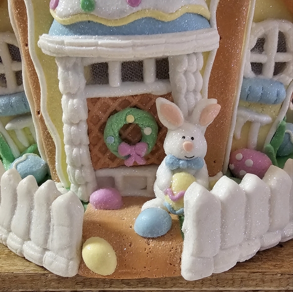 10.5" Illuminated Spring Cottage with Bunny by Valerie - Picture 3 of 7
